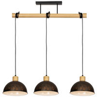 HÄNGELEUCHTE 107,5/26/180 cm    - Schwarz/Naturfarben, Trend, Holz/Metall (107,5/26/180cm) - Novel