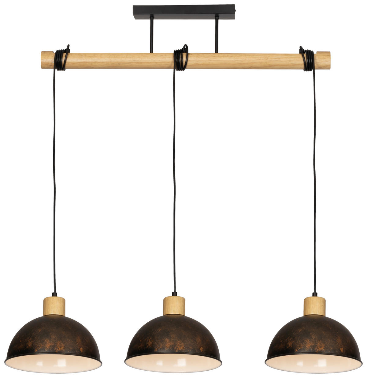 HÄNGELEUCHTE 107,5/26/180 cm    - Schwarz/Naturfarben, Trend, Holz/Metall (107,5/26/180cm) - Novel