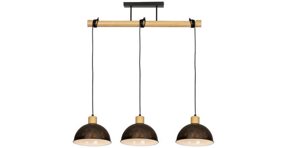 HÄNGELEUCHTE 107,5/26/180 cm  - Schwarz/Naturfarben, Trend, Holz/Metall (107,5/26/180cm) - Novel
