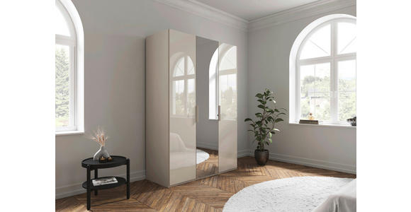 DREHTÜRENSCHRANK 151/235/61 cm,  in Champagner, 3-türig  - Champagner, Basics, Glas/Holzwerkstoff (151/235/61cm) - Novel