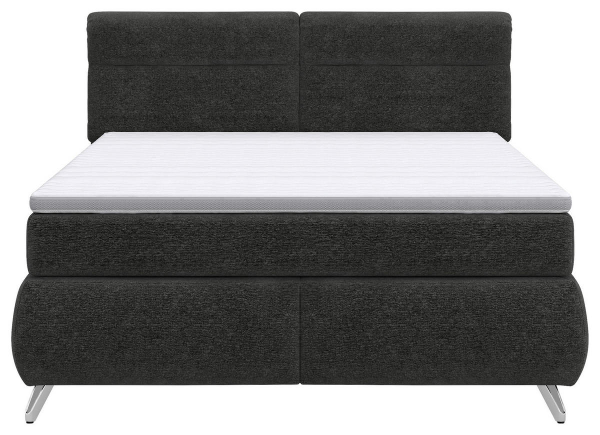 POSTEL BOXSPRING, 180/200 cm, antracitová - barvy chromu/antracitová, Basics, kompozitní dřevo/textil (180/200cm) - Welnova