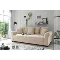 SCHLAFSOFA in Cord Creme  - Creme/Schwarz, Konventionell, Kunststoff/Textil (247/95/125cm) - MID.YOU