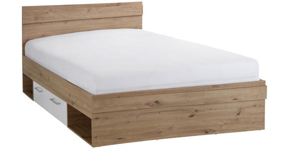 Bett Box 140x200 Artisan Eiche/Alpinweiß - Blau/Eichefarben, MODERN, Holzwerkstoff (140/200cm) - Ombra