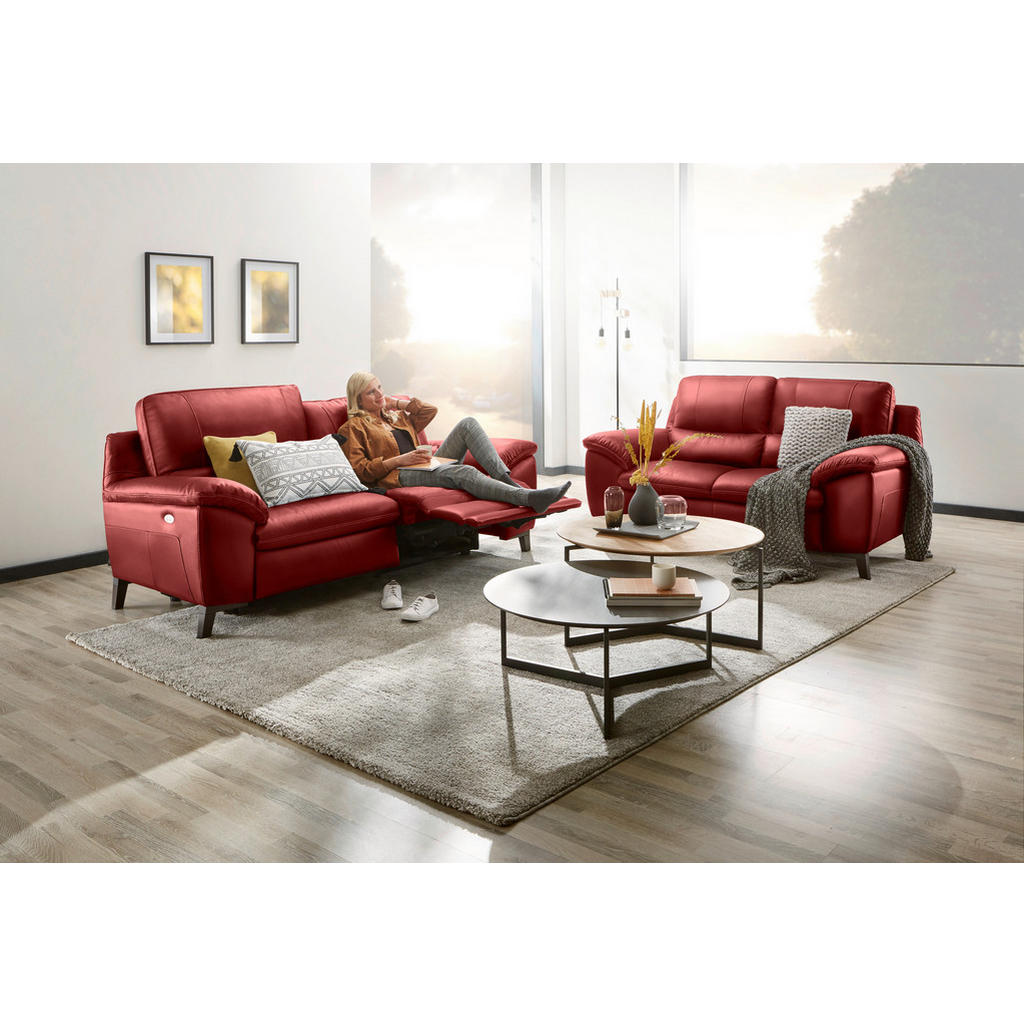 Thumbnail - Livetastic 2,5-Sitzer, Rot, Leder, Echtleder, Semi-Anilinleder, 211x97x95 cm, Made in EU, Wohnzimmer, Sofas & Couches, S...