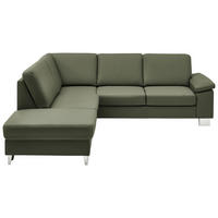 ECKSOFA  in Echtleder Olivgrün  235/248 cm  - Alufarben/Olivgrün, Design, Leder/Metall (235/248cm) - Beldomo Premium