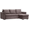 ECKSOFA Braun Cord, Velours  - Schwarz/Braun, Design, Kunststoff/Textil (243/155cm) - Xora