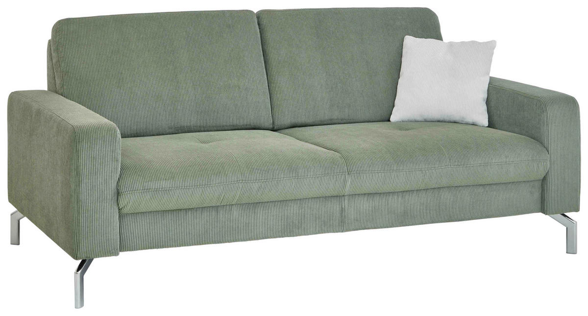 3-SITZER-SOFA Feincord Dunkelgrün  - Chromfarben/Dunkelgrün, Design, Textil/Metall (194/87/105cm) - Beldomo Style