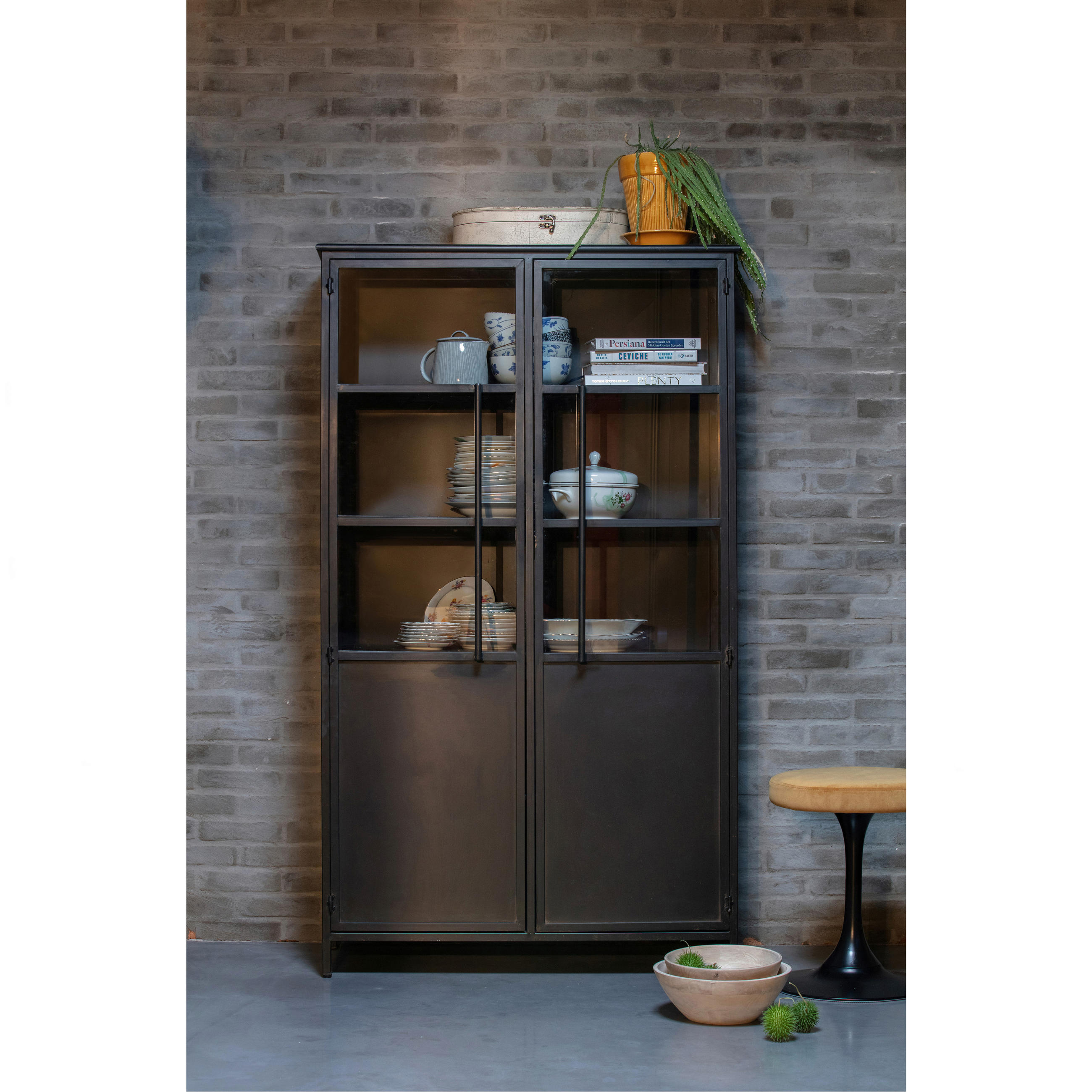 VITRINE in Schwarz  - Schwarz, Design, Glas/Metall (99/170/44cm) - Livetastic