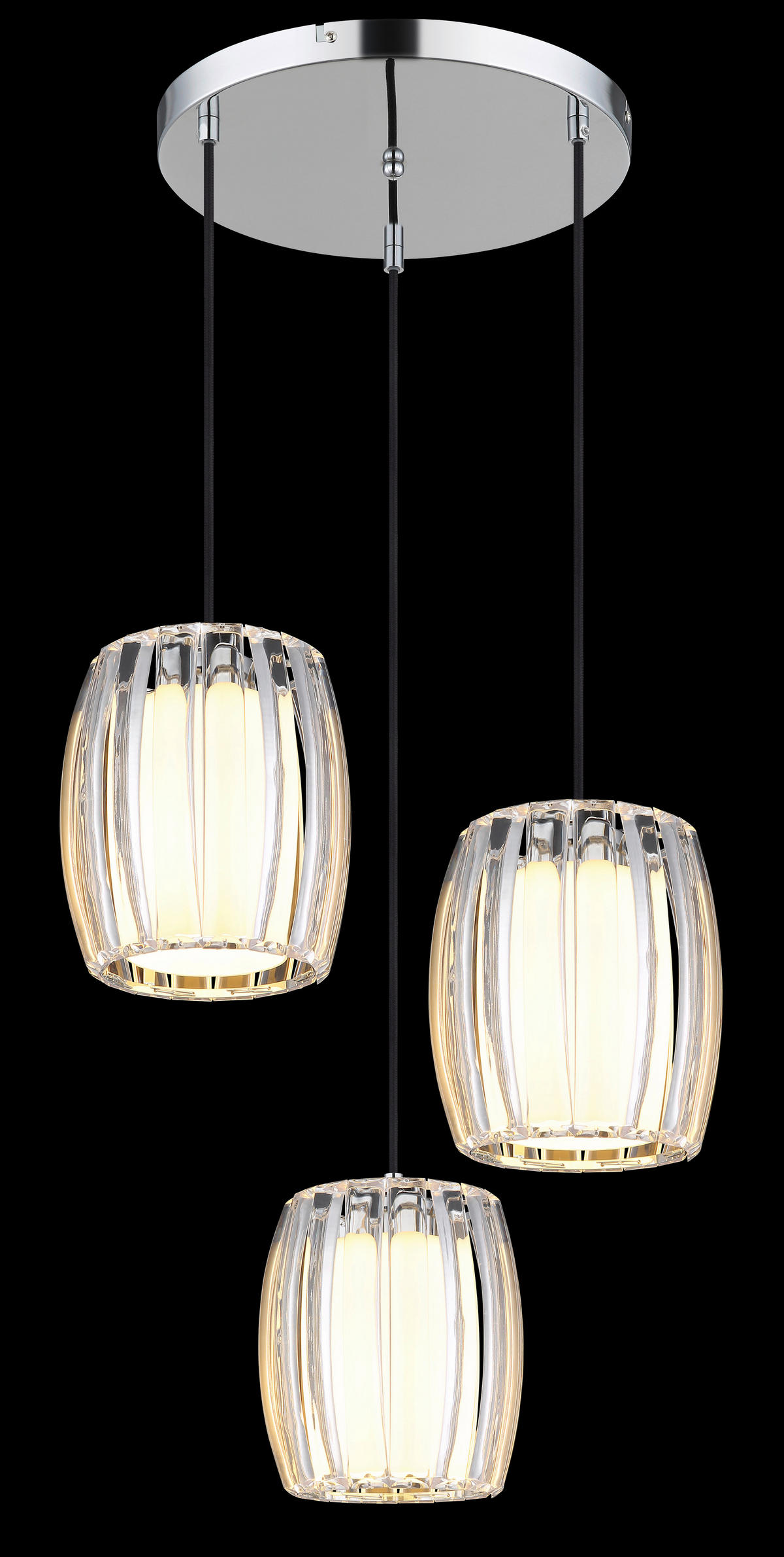 ZÁVĚSNÉ SVÍTIDLO, 40,5/120 cm  - černá/čiré, Design, kov/textil (40,5/120cm) - Globo