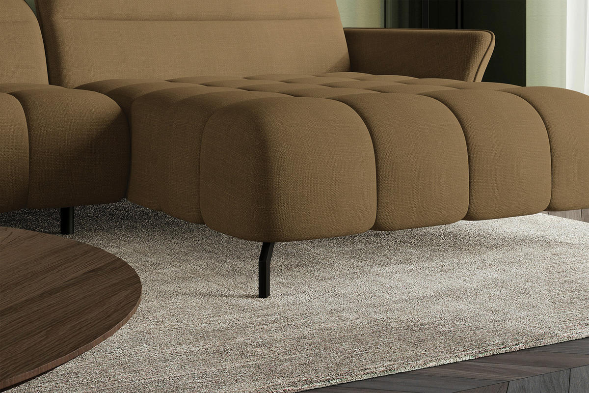 ECKSOFA  in Flachgewebe Olivgrün Rücken echt, Kopfteilverstellung, Sitztiefenverstellung  272/175 cm  - Schwarz/Olivgrün, KONVENTIONELL, Textil/Metall (272/175cm) - Carryhome