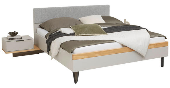 BETTANLAGE - Wildeiche/Hellgrau, Design, Holz/Textil (180/200cm) - Dieter Knoll