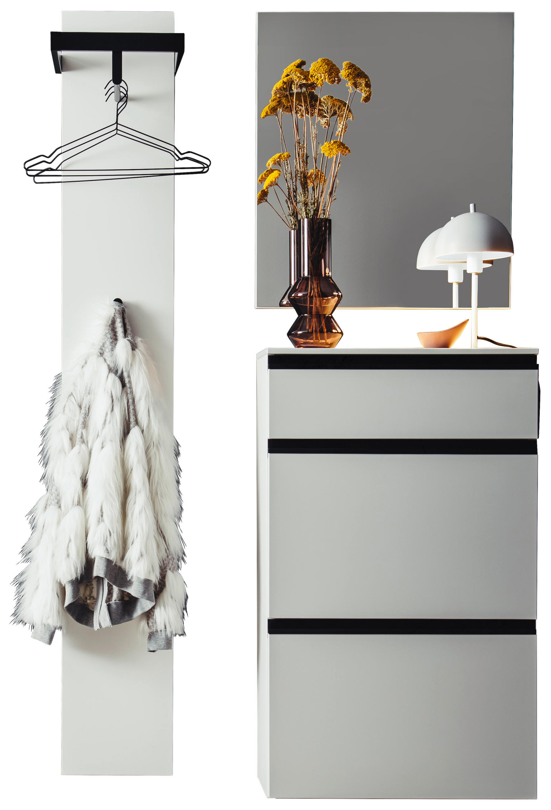 GARDEROBE 3-teilig in 100/200/30 cm - Weiss, Design, Holzwerkstoff (100/200/30cm) - Moderano