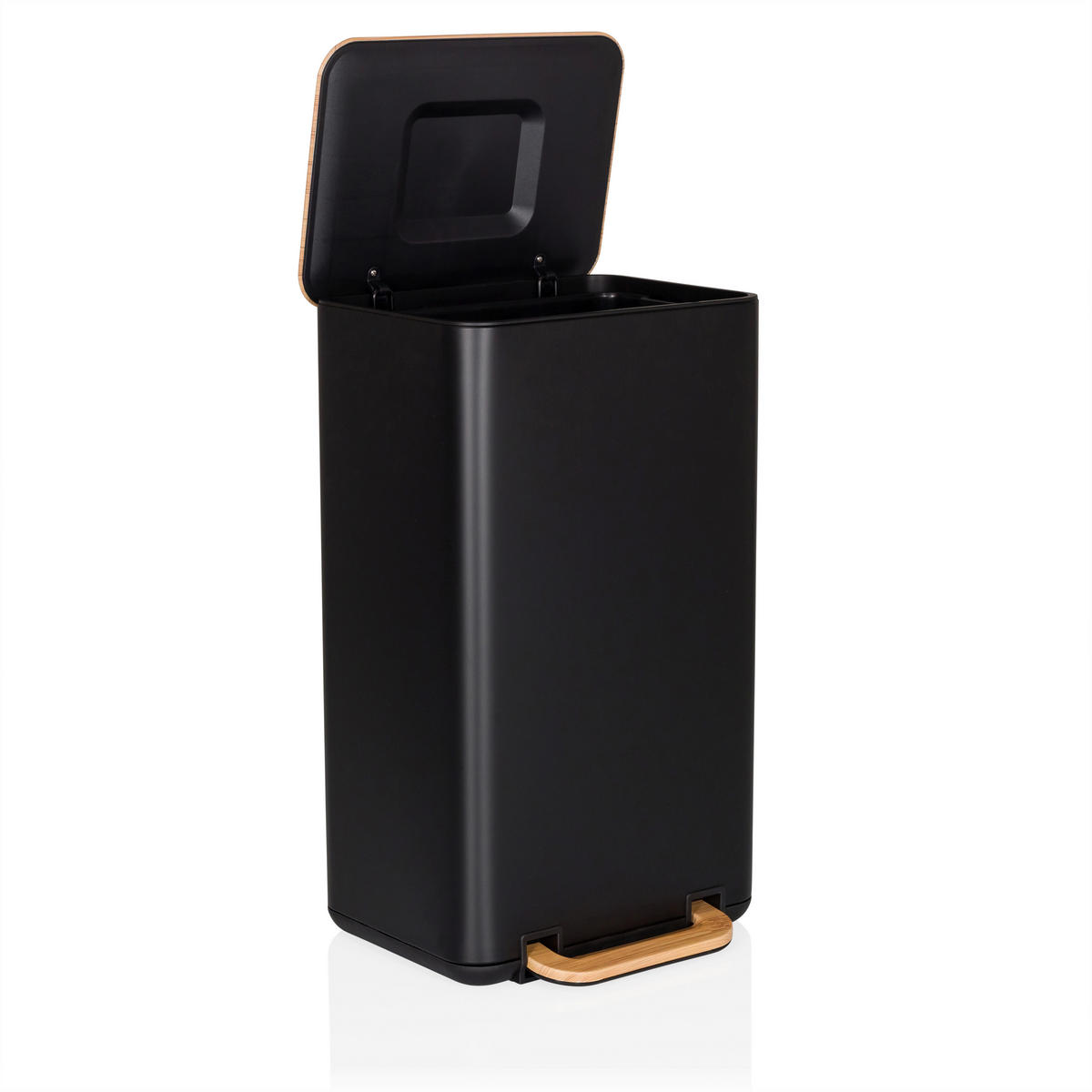 ABFALLEIMER 30 L  - Walnussfarben/Schwarz, MODERN, Kunststoff/Metall (31/62/36cm) - MID.YOU