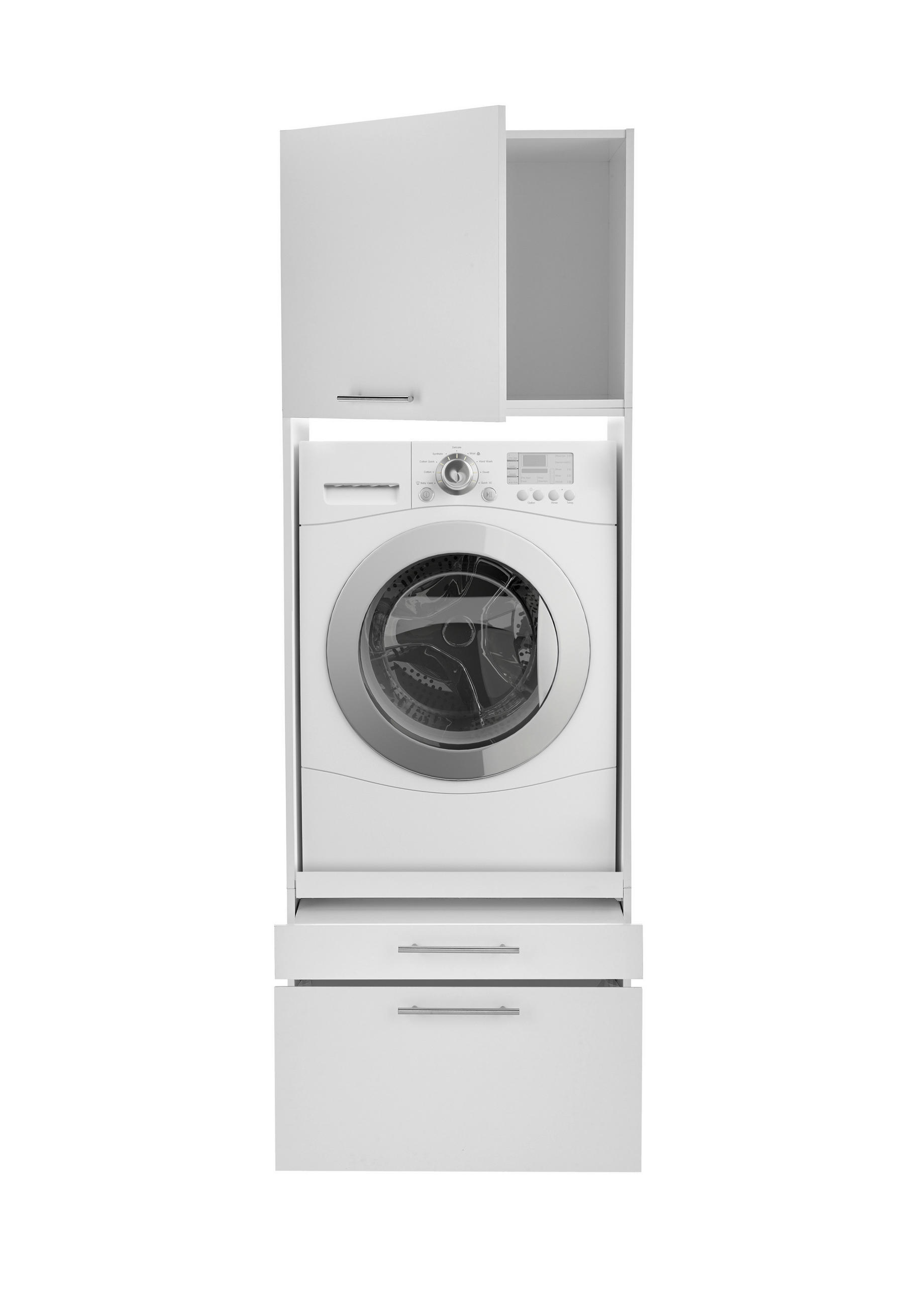 WASCHMASCHINENSCHRANK 67,4/200/67,6 cm  in Weiss  - Weiss/Edelstahlfarben, Konventionell, Holzwerkstoff/Metall (67,4/200/67,6cm) - Respekta