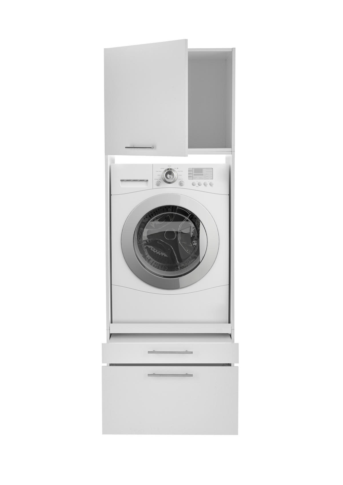 SKÅP FÖR TVÄTTMASKIN 67,4/200/67,6 cm  i vit  - vit/stålfärgad, Klassisk, metall/trämaterial (67,4/200/67,6cm) - Respekta