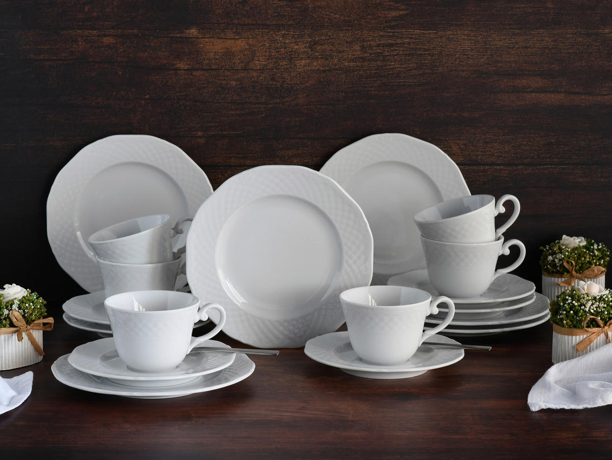 KAFFEESERVICE Weiß Arianne Weiss 18-teilig  - Weiß, Basics, Keramik - Creatable