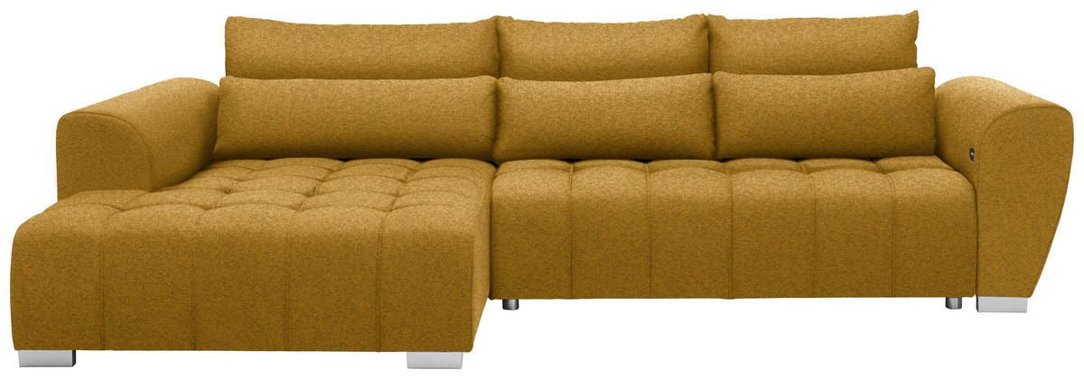 ECKSOFA in Webstoff Gelb  218/304 cm  - Gelb/Silberfarben, MODERN, Kunststoff/Textil (218/304cm) - Carryhome