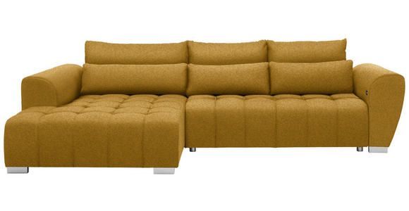 ECKSOFA in Webstoff Gelb  - Gelb/Silberfarben, MODERN, Kunststoff/Textil (218/304cm) - Carryhome