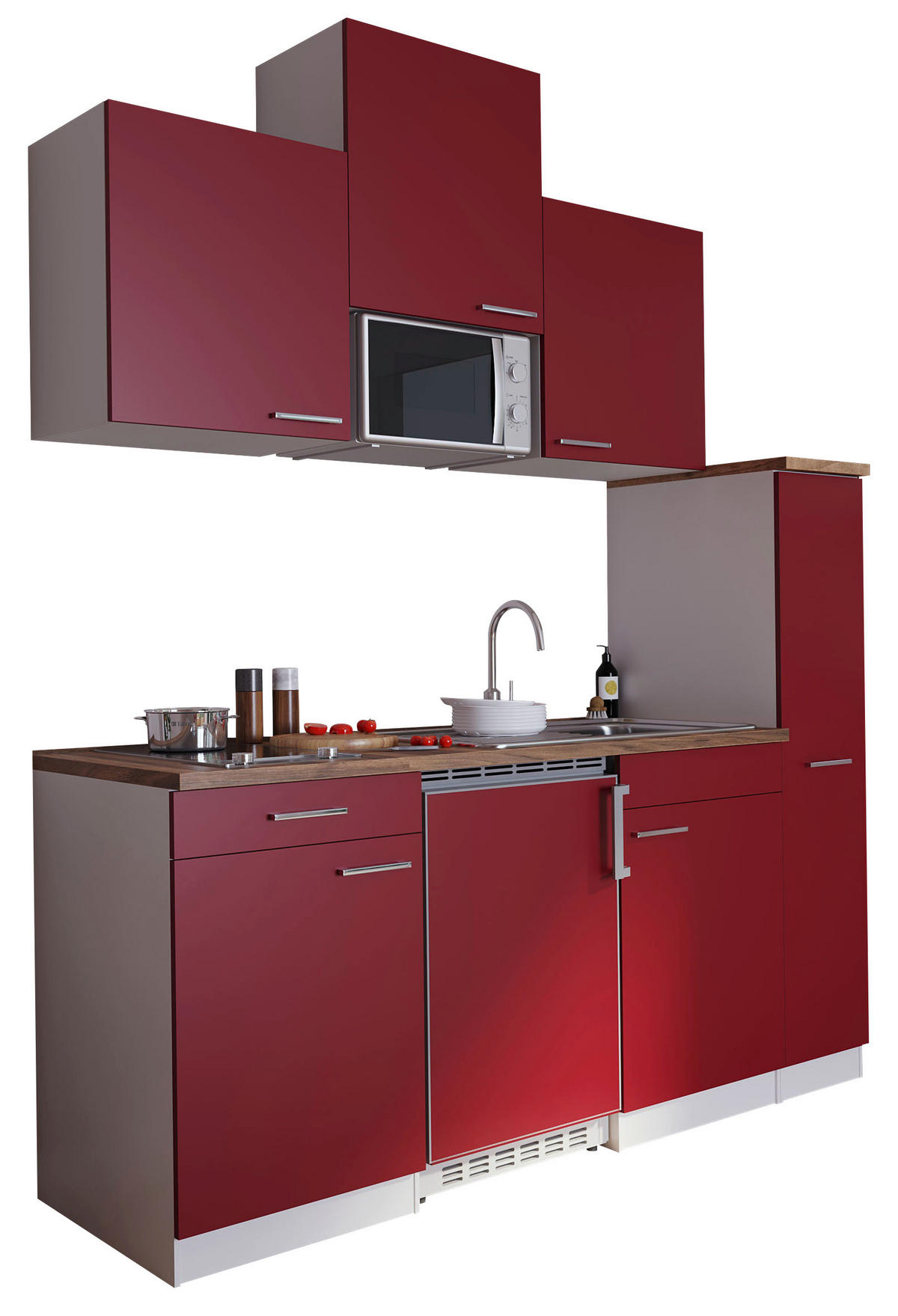 KÜCHENBLOCK 180/200/60 cm   in Rot  - Weiss/Rot, Basics, Holzwerkstoff/Kunststoff (180/200/60cm) - Respekta