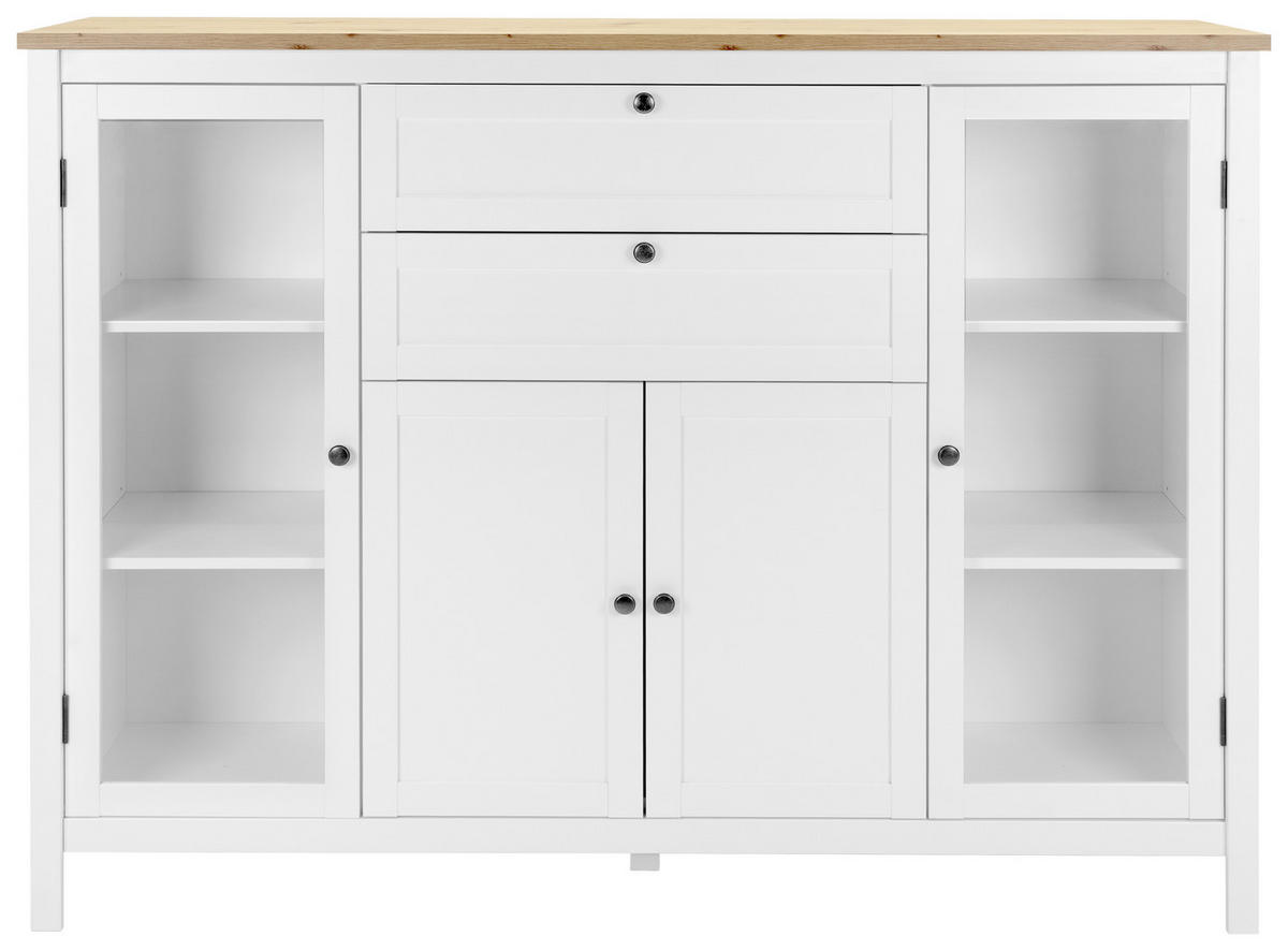 VYSOKÁ KOMODA, biela, farba duba, 160/120/40 cm - biela/farba duba, Konventionell, kov/kompozitné drevo (160/120/40cm) - MID.YOU