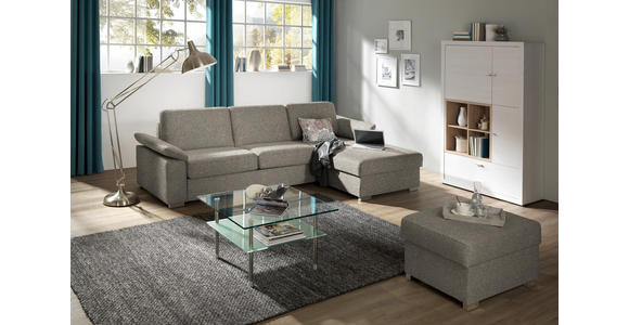 ECKSOFA in Flachgewebe Graubraun - Chromfarben/Graubraun, KONVENTIONELL, Textil/Metall (285/176cm) - Novel