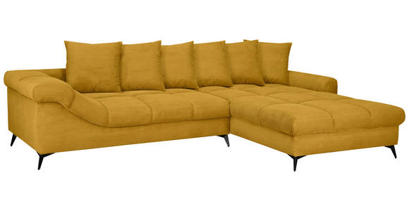 ECKSOFA Currygelb Cord Rückenkissen, Armlehnenkissen, Rücken echt  - Currygelb/Schwarz, KONVENTIONELL, Textil/Metall (332/231cm) - Carryhome
