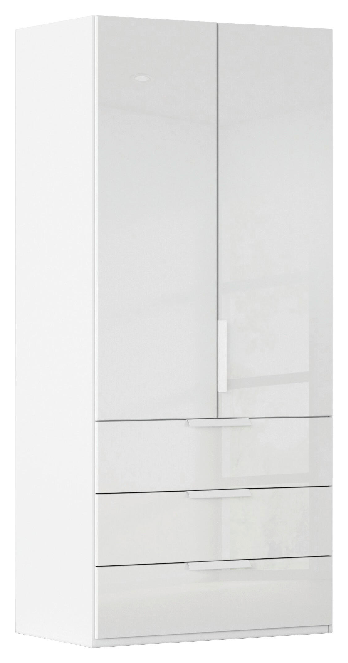 Novel Drehtürenschrank Weiß, Weiß Hochglanz 101x235x61 cm
