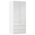 DREHTÜRENSCHRANK 101/235/61 cm,  in Weiß, 2-türig  - Weiß, Basics, Glas/Holzwerkstoff (101/235/61cm) - Novel