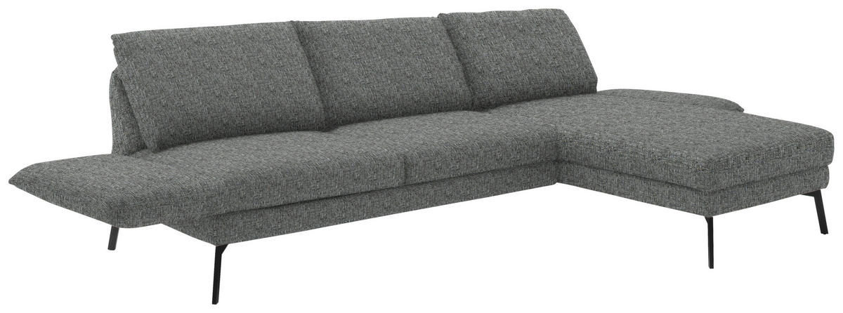 ECKSOFA in Flachgewebe Grau  277/175 cm  - Schwarz/Grau, Design, Textil/Metall (277/175cm) - Schöner Wohnen