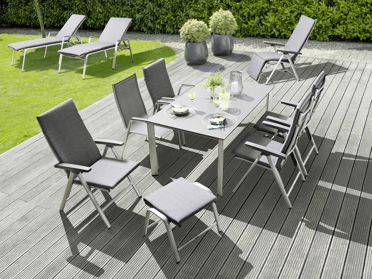 GARTENHOCKER  - Anthrazit/Silberfarben, Basics, Textil/Metall (51/43/61cm) - Kettler