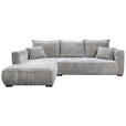 ECKSOFA  in Cord Hellgrau  208/322 cm  - Hellgrau/Schwarz, MODERN, Holz/Textil (208/322cm) - Carryhome