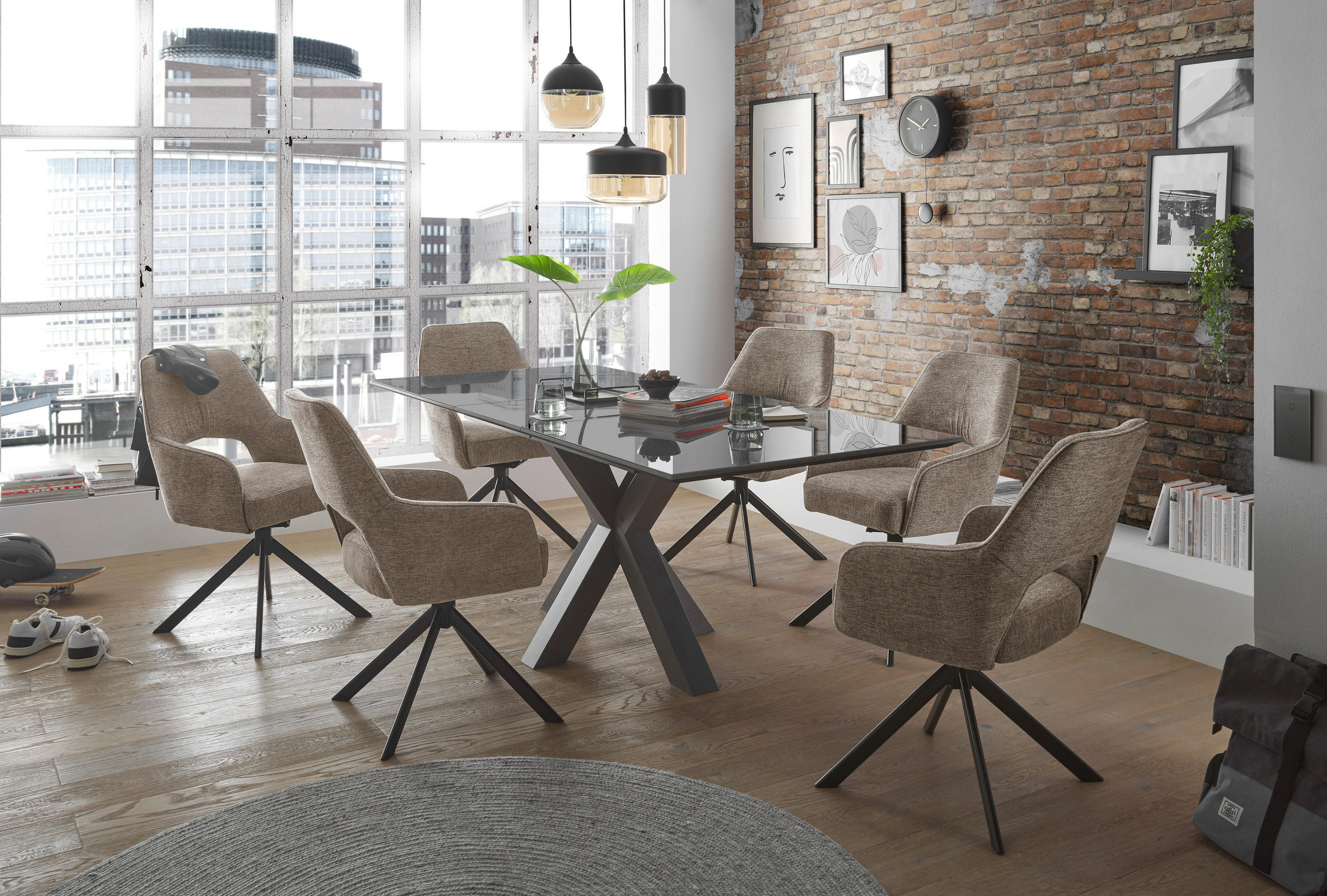 ARMLEHNSTUHL  in Eisen Webstoff  - Taupe/Schwarz, Design, Textil/Metall (58/89/62cm) - SetOne by Musterring