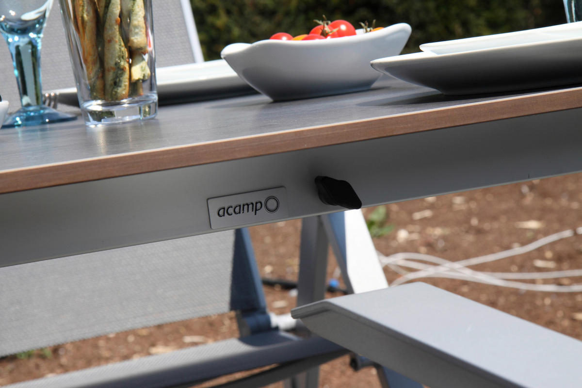 GARTENSET beschichtet Aluminium  - Platinfarben/Anthrazit, Basics, Textil/Metall (160+60/98/74cm) - Acamp