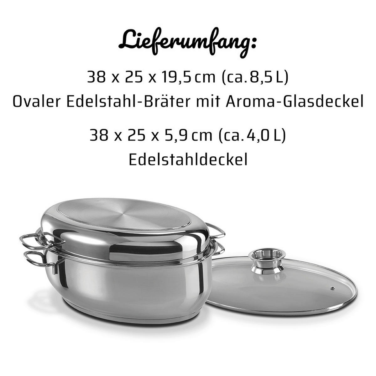 PEKÁČ 38/25/19,5 cm  - barvy nerez oceli, Basics, kov (38/25/19,5cm) - GSW