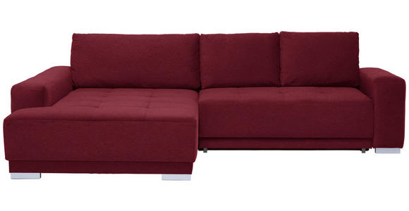 ECKSOFA in Flachgewebe Rot  195/293 cm  - Rot/Silberfarben, Design, Holz/Textil (195/293cm) - Cantus