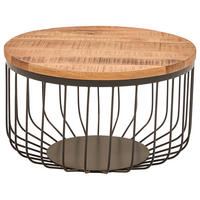 KONFERENČNÝ STOLÍK, prírodná farba, čierna, drevo, kov, 58/33/58 cm - čierna/prírodná farba, Design, kov/drevo (58/33/58cm) - Livetastic