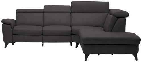 ECKSOFA in Echtleder Dunkelbraun  - Dunkelbraun/Schwarz, Design, Leder/Metall (285/239cm) - Cantus