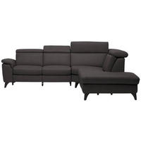 ECKSOFA in Echtleder Dunkelbraun  - Dunkelbraun/Schwarz, Design, Leder/Metall (285/239cm) - Cantus