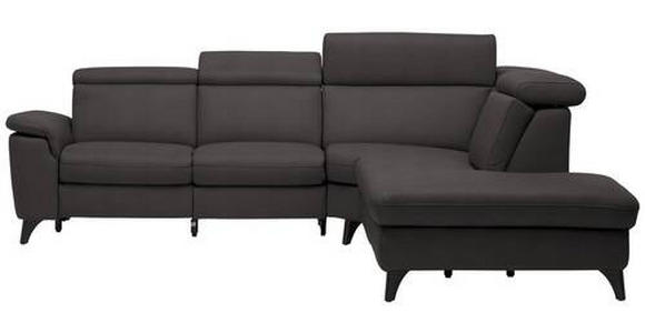 ECKSOFA in Echtleder Dunkelbraun  - Dunkelbraun/Schwarz, Design, Leder/Metall (285/239cm) - Cantus