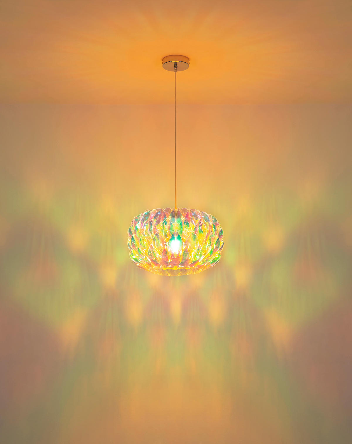 HÄNGELEUCHTE Juana 35/120 cm  - Klar/Chromfarben, Design, Kunststoff/Metall (35/120cm) - Globo