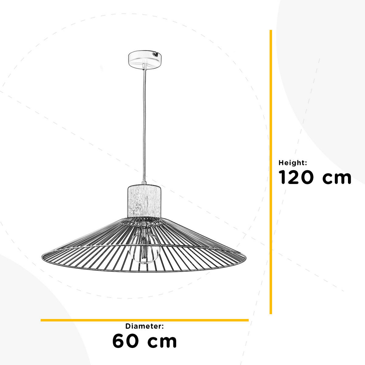 STROPNÍ ZÁVĚSNÉ SVÍTIDLO, 60/60/160 cm  - světle hnědá/vysoce lesklá bílá, Basics, kov/dřevo (60/60/160cm)