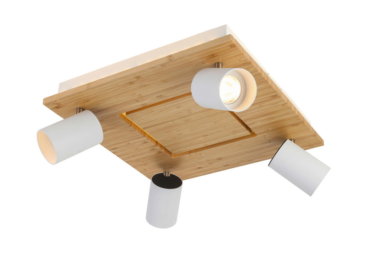 LED-STRAHLER - Weiss/Schwarz, Konventionell, Naturmaterialien/Kunststoff (40/40/14cm) - Novel