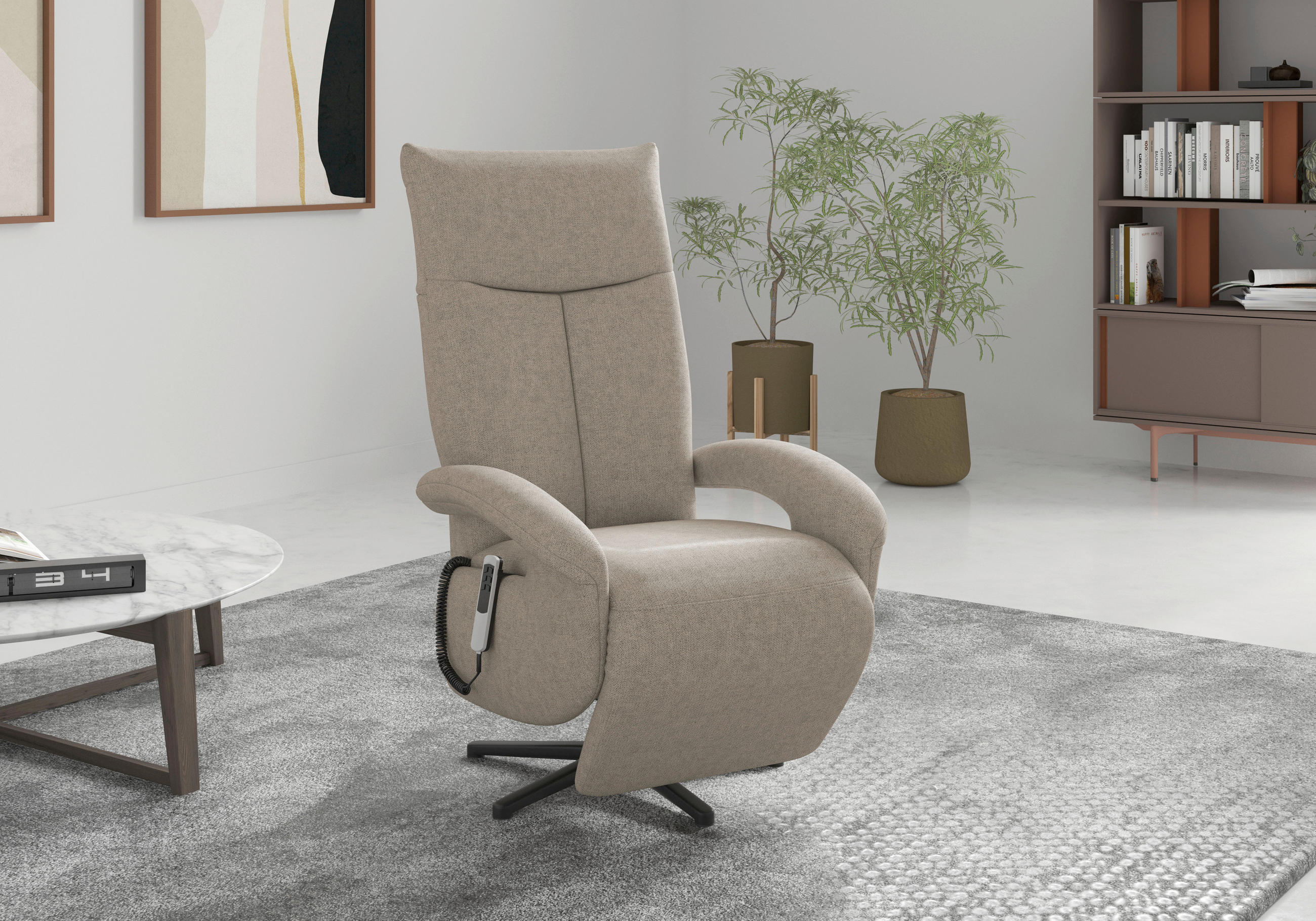 SESSEL in Flachgewebe Taupe - Taupe/Schwarz, Modern, Textil/Metall (74/112/82cm) - Sit & More