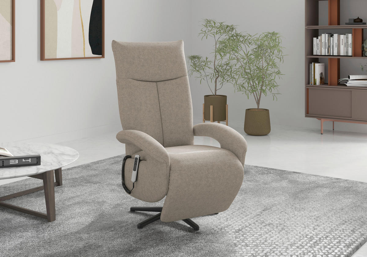 SESSEL in Flachgewebe Taupe  - Taupe/Schwarz, Modern, Textil/Metall (74/112/82cm) - Sit & More