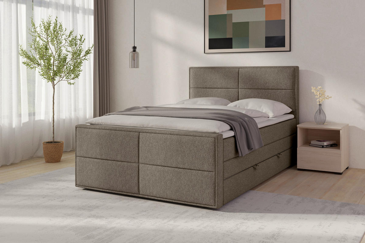 BOXSPRINGBETT 140/200 cm  in Beige  - Beige, Modern, Holz/Kunststoff (140/200cm) - MID.YOU