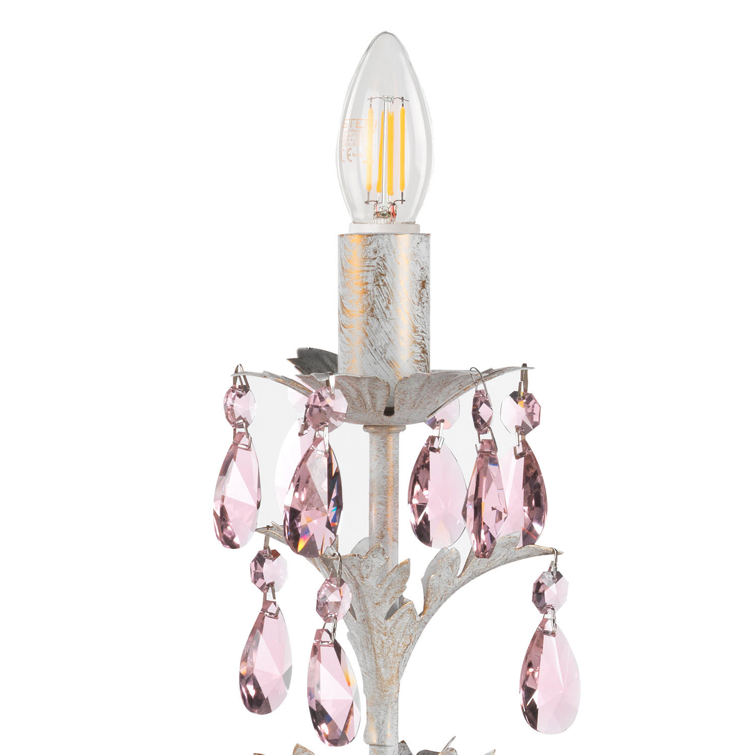TISCHLEUCHTE 14/30 cm   - Weiß, KONVENTIONELL, Glas/Metall (14/30cm)