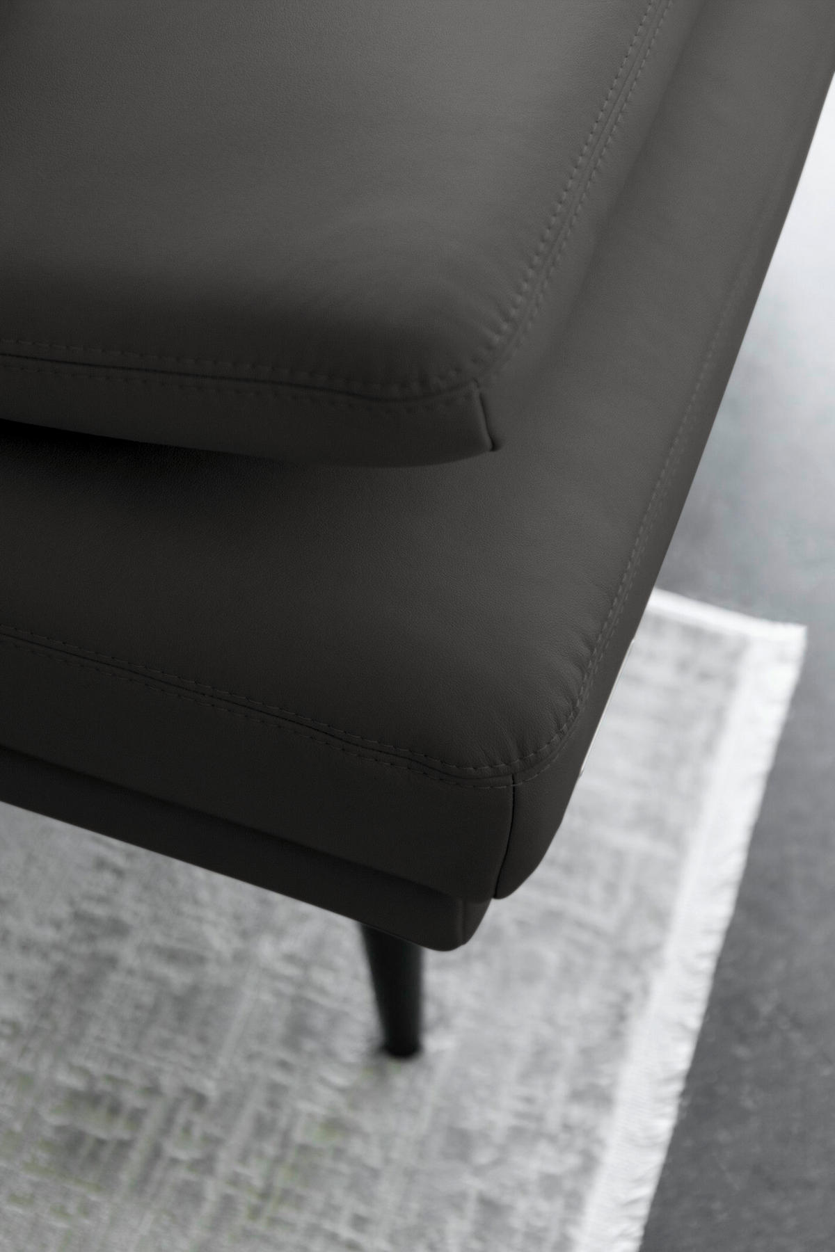 ECKSOFA Echtleder Dunkelgrau  - Dunkelgrau/Schwarz, Konventionell, Leder/Metall (301/180cm) - Joop!