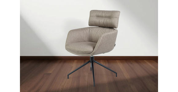 ARMLEHNSTUHL  Stoffauswahl, Sitzfläche 360° drehbar, automatische Rückholfunktion Webstoff  Grau, Schwarz  - Schwarz/Grau, Design, Textil/Metall (62/92/66cm) - Dieter Knoll