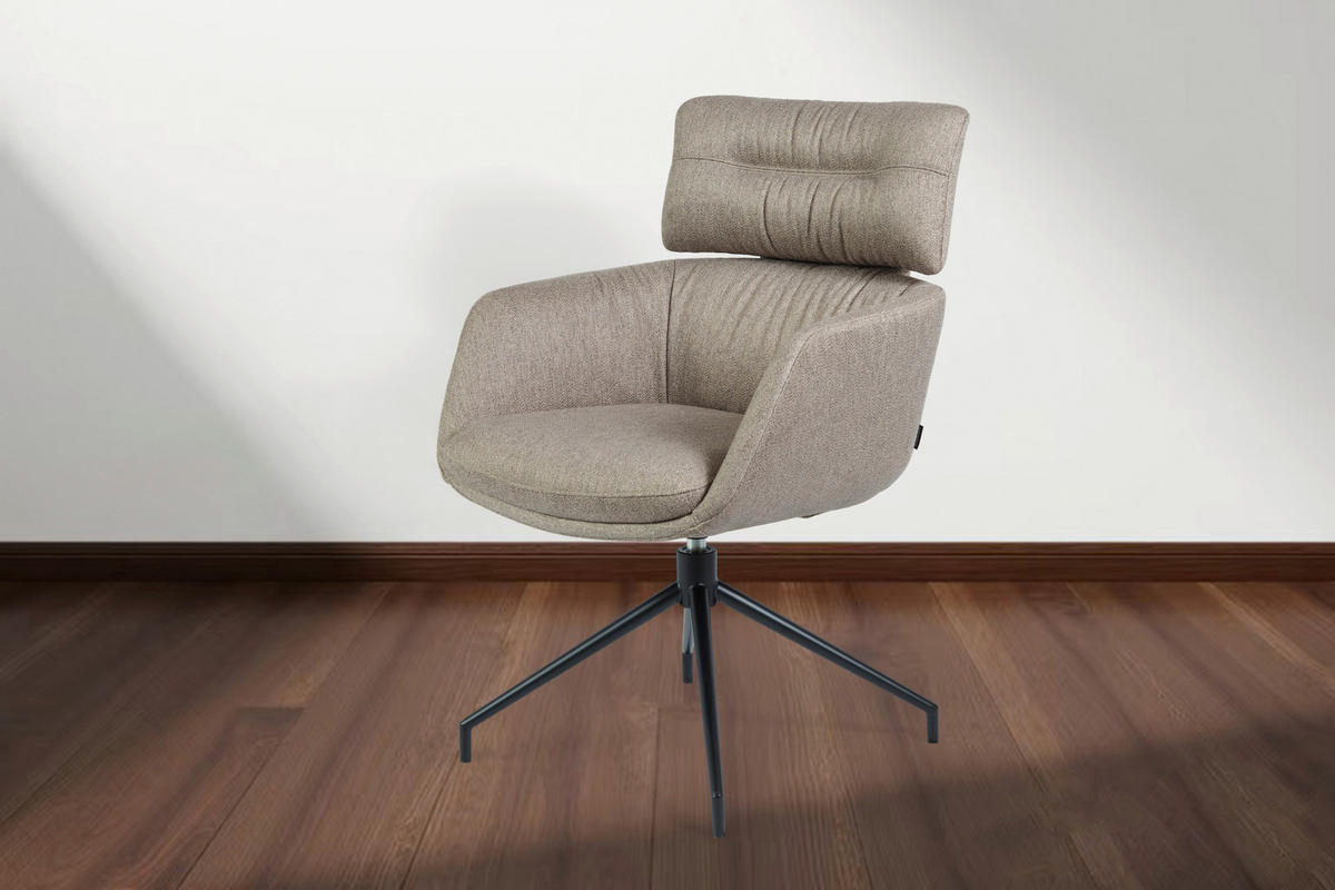 ARMLEHNSTUHL  Stoffauswahl, Sitzfläche 360° drehbar, automatische Rückholfunktion Webstoff  Grau, Schwarz  - Schwarz/Grau, Design, Textil/Metall (62/92/66cm) - Dieter Knoll