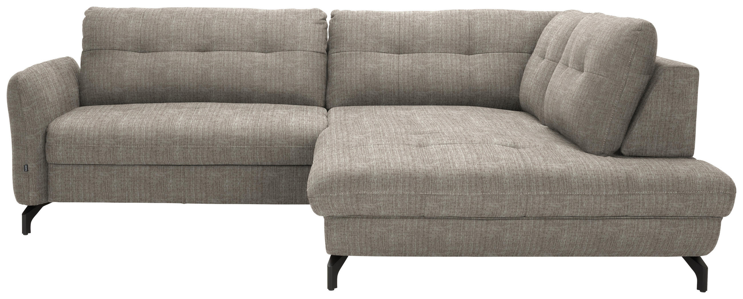 ECKSOFA in Flachgewebe, Leinenoptik Hellbraun  - Hellbraun/Schwarz, Modern, Textil/Metall (247/208cm) - Xora